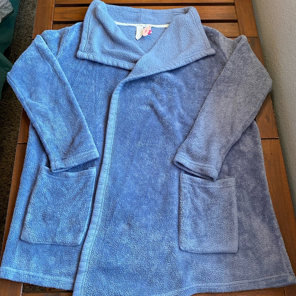 HUE Blue Cardigan with Wide Collar and Plush Texture size S